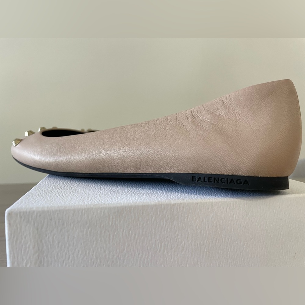 Balenciaga beige tan leather studded ballet flats size 38.5 - Picture 4 of 6